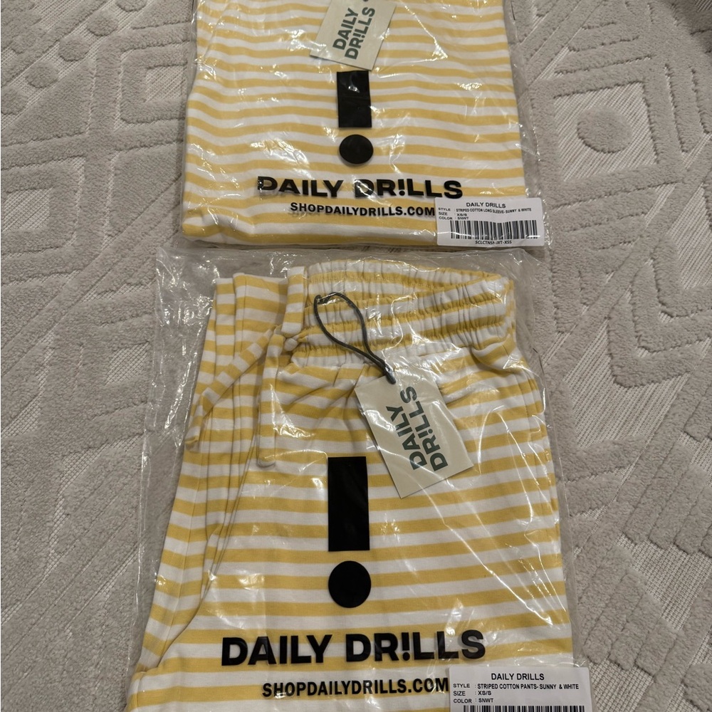 Daily Drills Yellow Striped set - NWT XS/S